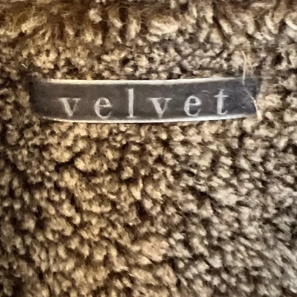 Velvet Taupe Faux Leather Vest Womens Open Front Pockets Faux Fur - Picture 9 of 9